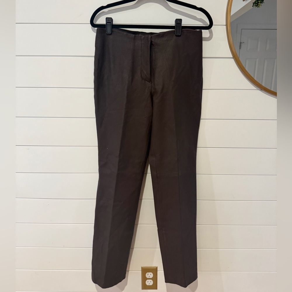 Brandon Thomas Dark Brown 100% Genuine Leather Dress Pants